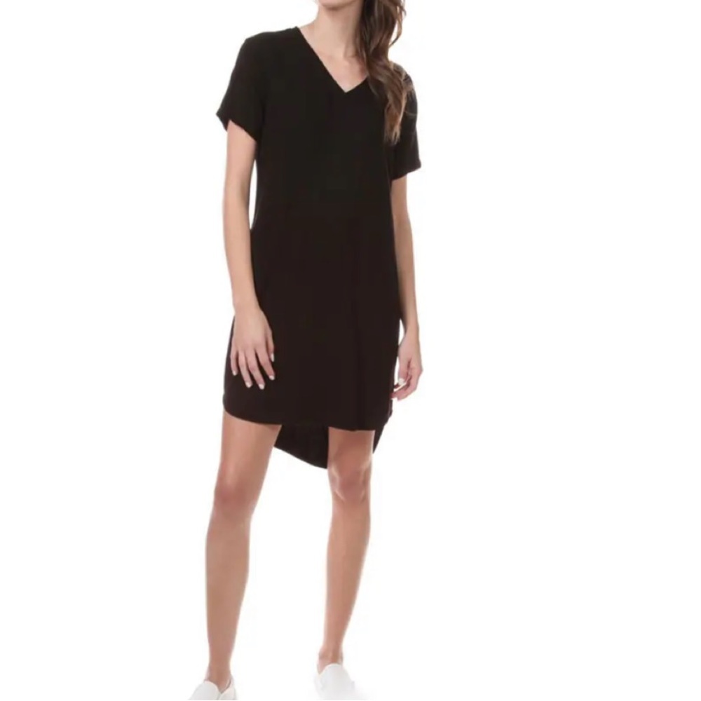 Anthropology Cloth & Stone Black V-Neck Shirtdress Size XS
